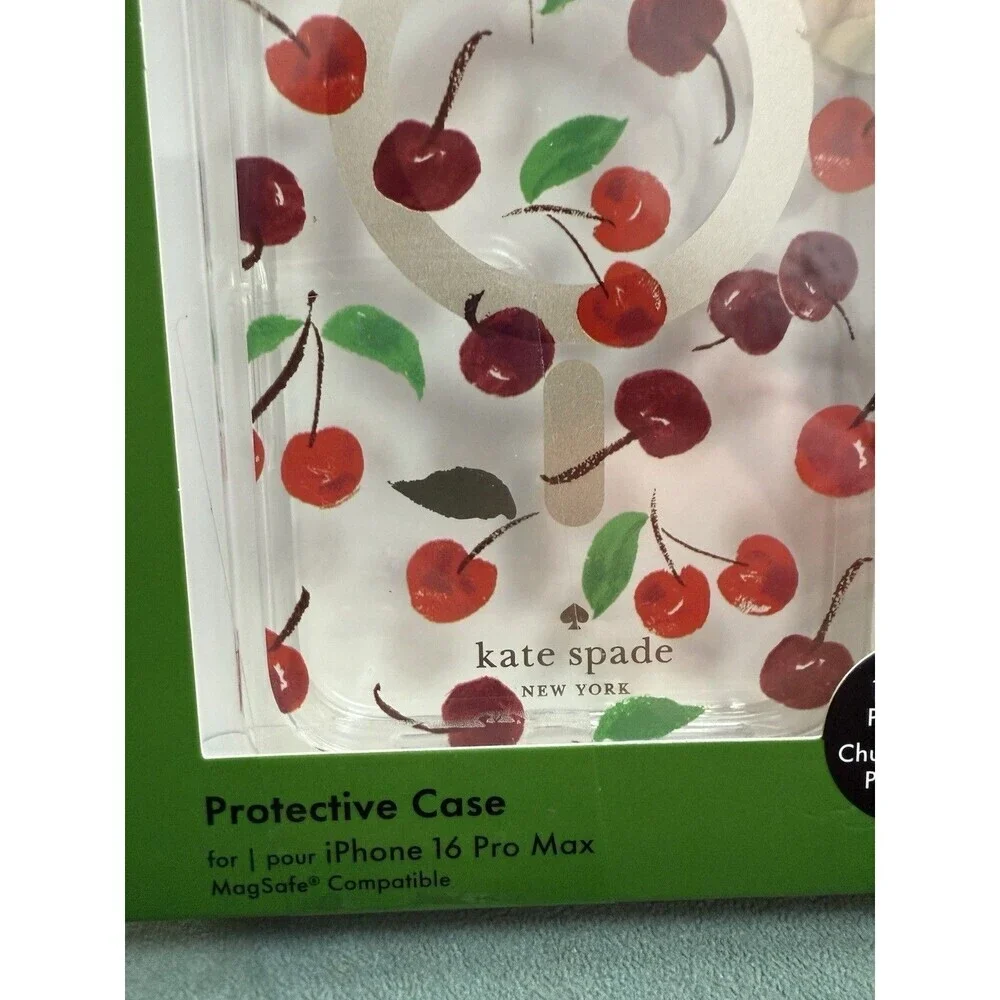 Kate Spade NY iPhone 16 Pro Max Protective Case with MagSafe Cherry Cherries New